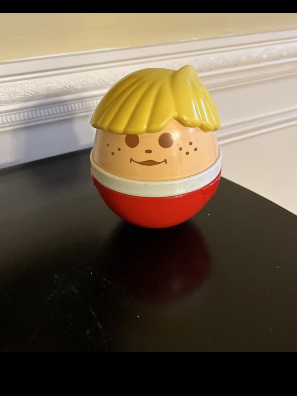 Little Tikes jumbo weeble wobble roly poly chime boy figure ball vintage 90s 5”